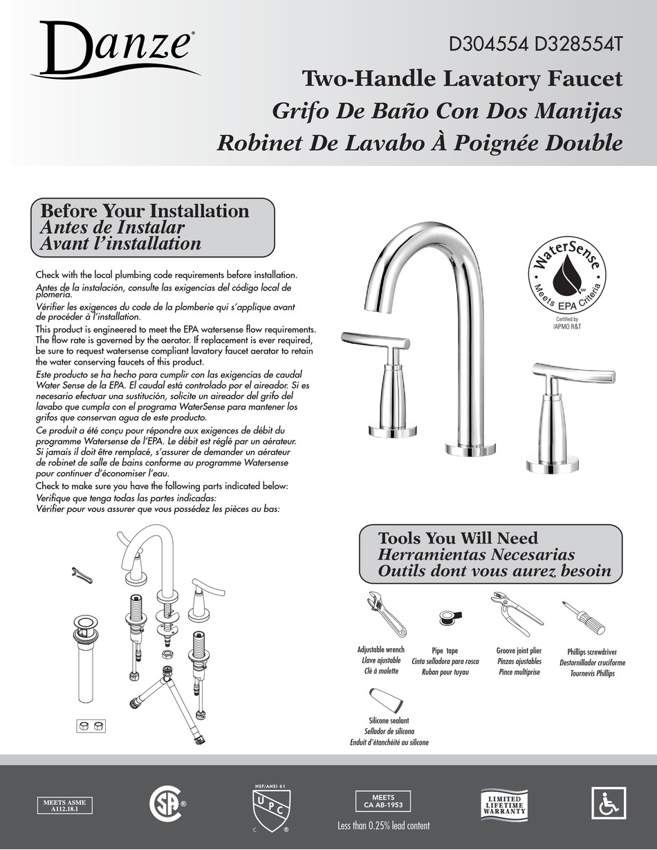 DANZE D304554 MANUAL Pdf Download ManualsLib   Danze D304554 