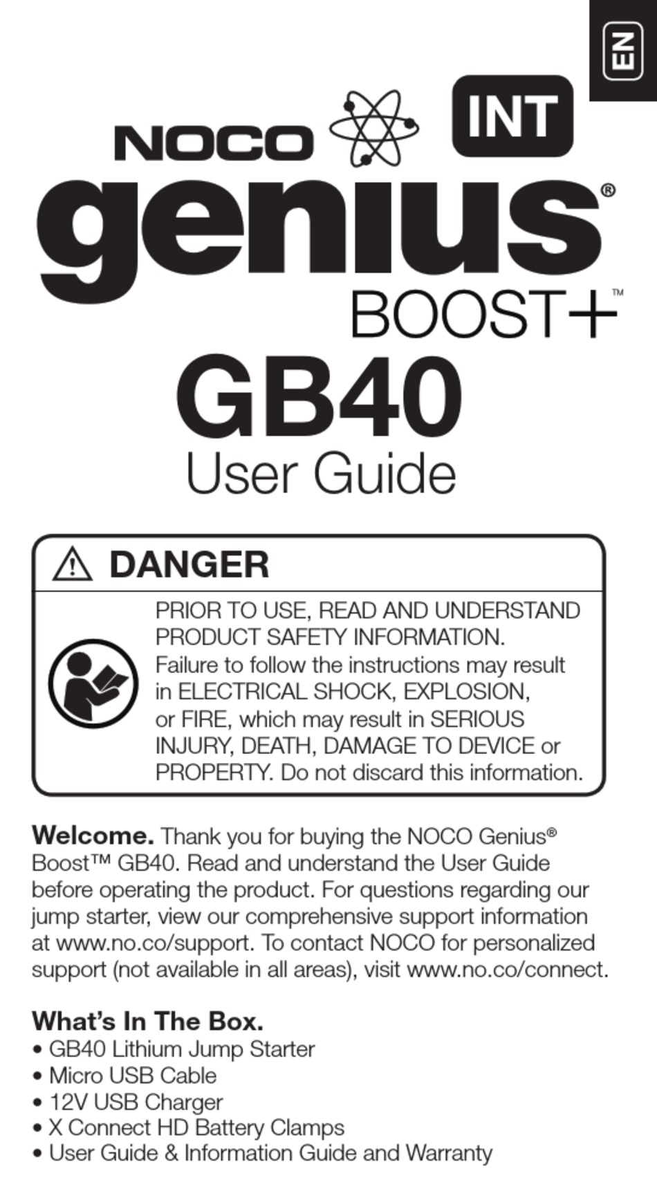 NOCO GENIUS GB40 USER MANUAL Pdf Download ManualsLib