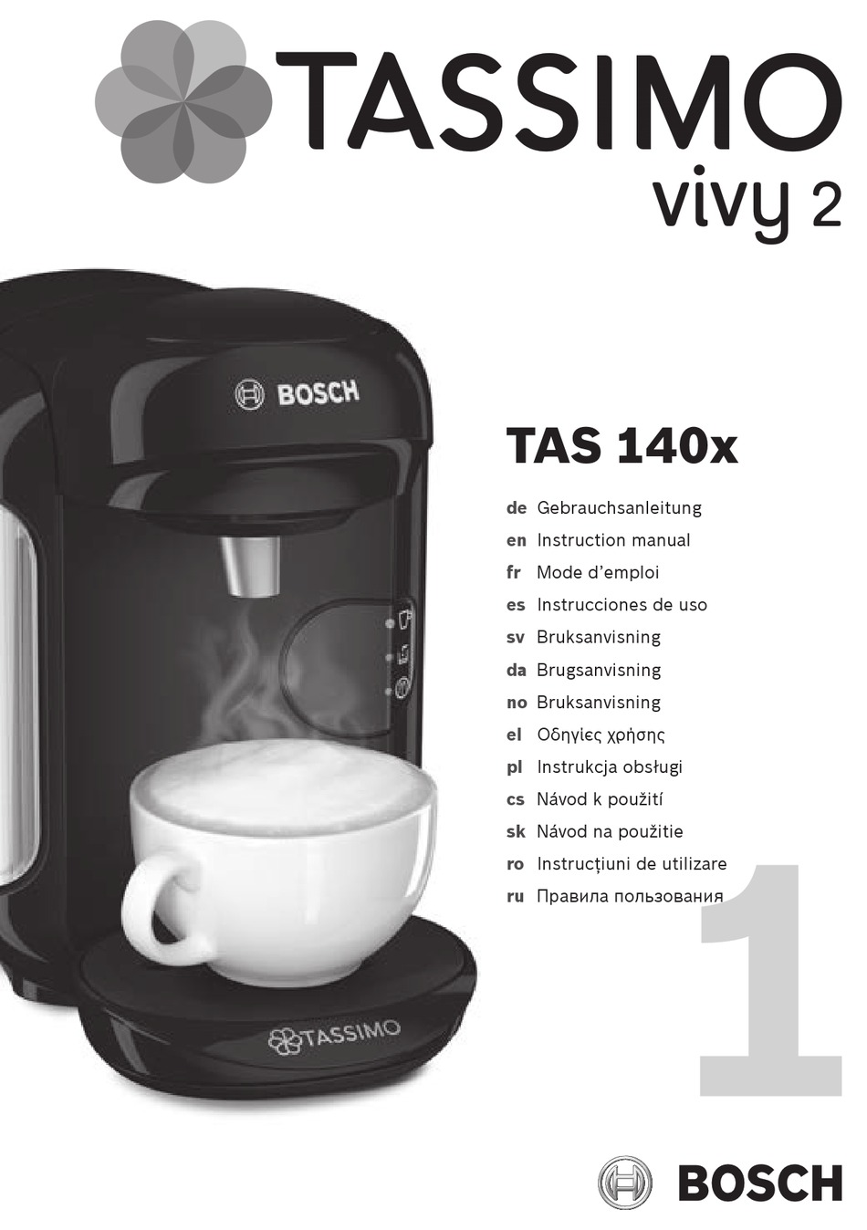 BOSCH TASSIMO VIVY 2 TAS 140 SERIES INSTRUCTION MANUAL Pdf Download