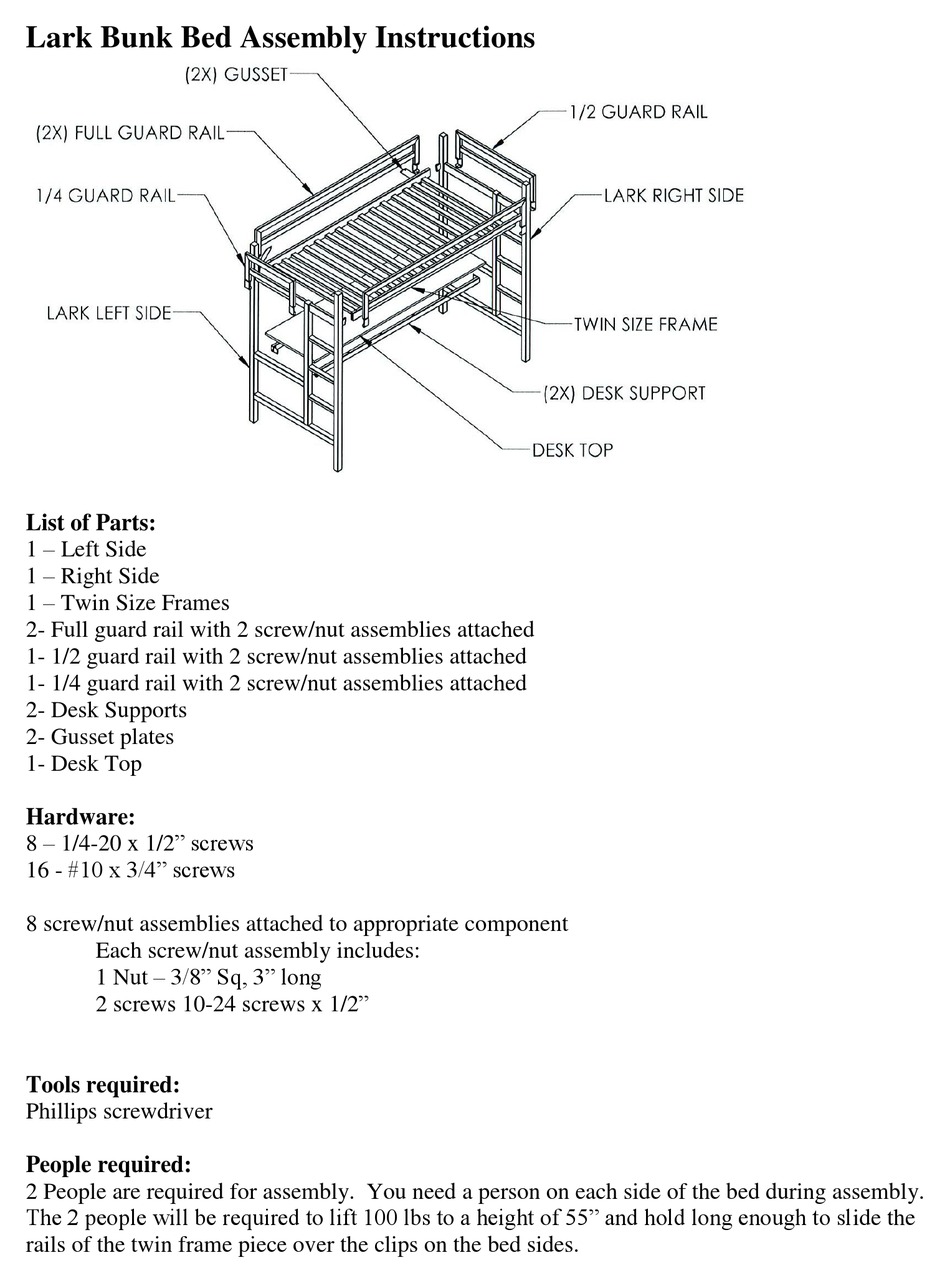 ROOM & BOARD LARK BUNK BED ASSEMBLY INSTRUCTIONS Pdf Download ManualsLib