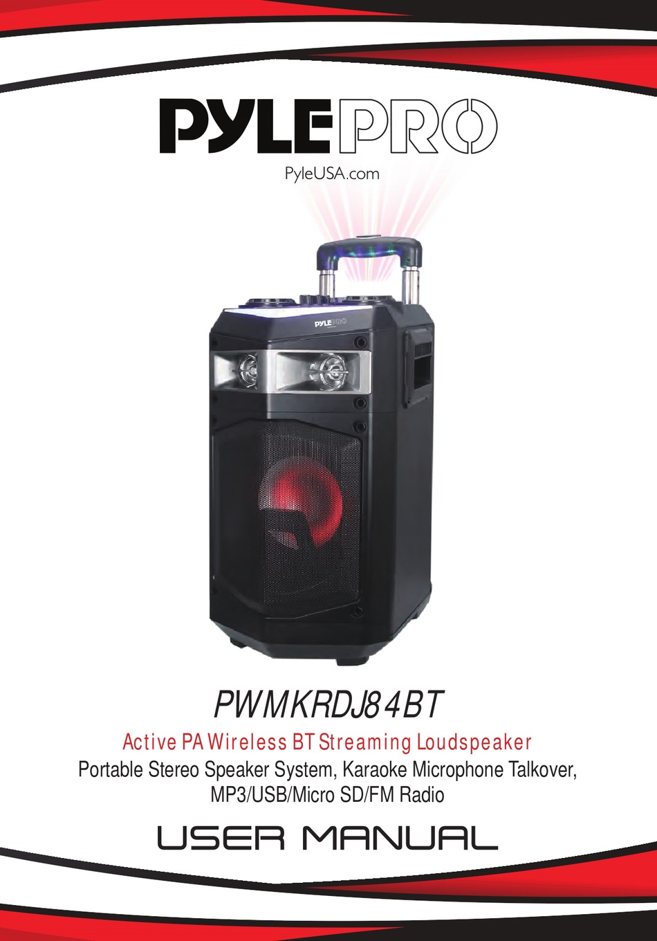 PYLE PRO PWMKRDJ84BT USER MANUAL Pdf 