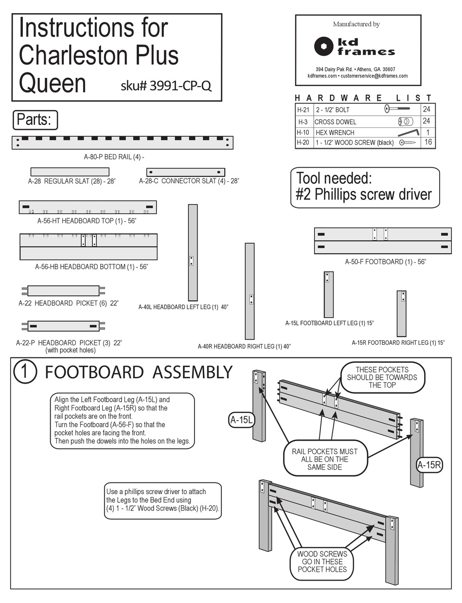 KD FRAMES CHARLESTON PLUS QUEEN ASSEMBLY INSTRUCTIONS Pdf Download