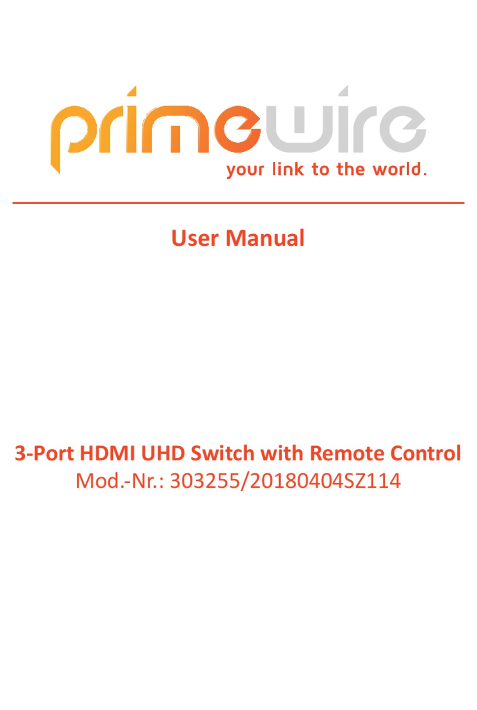 PRIMEWIRE 303255 USER MANUAL Pdf Download ManualsLib