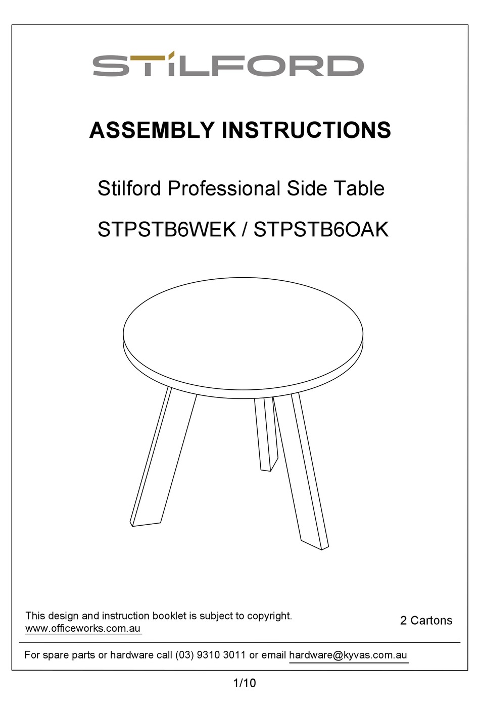 STILFORD STPSTB6WEK ASSEMBLY INSTRUCTIONS MANUAL Pdf Download ManualsLib
