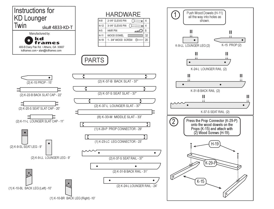 KD FRAMES KD LOUNGER TWIN INSTRUCTIONS Pdf Download ManualsLib