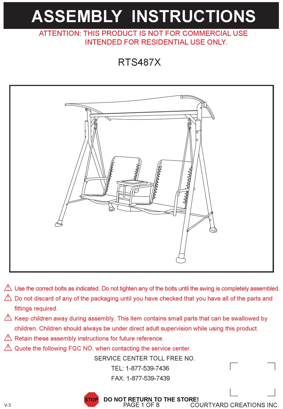 COURTYARD CREATIONS RTS487X ASSEMBLY INSTRUCTIONS MANUAL Pdf Download