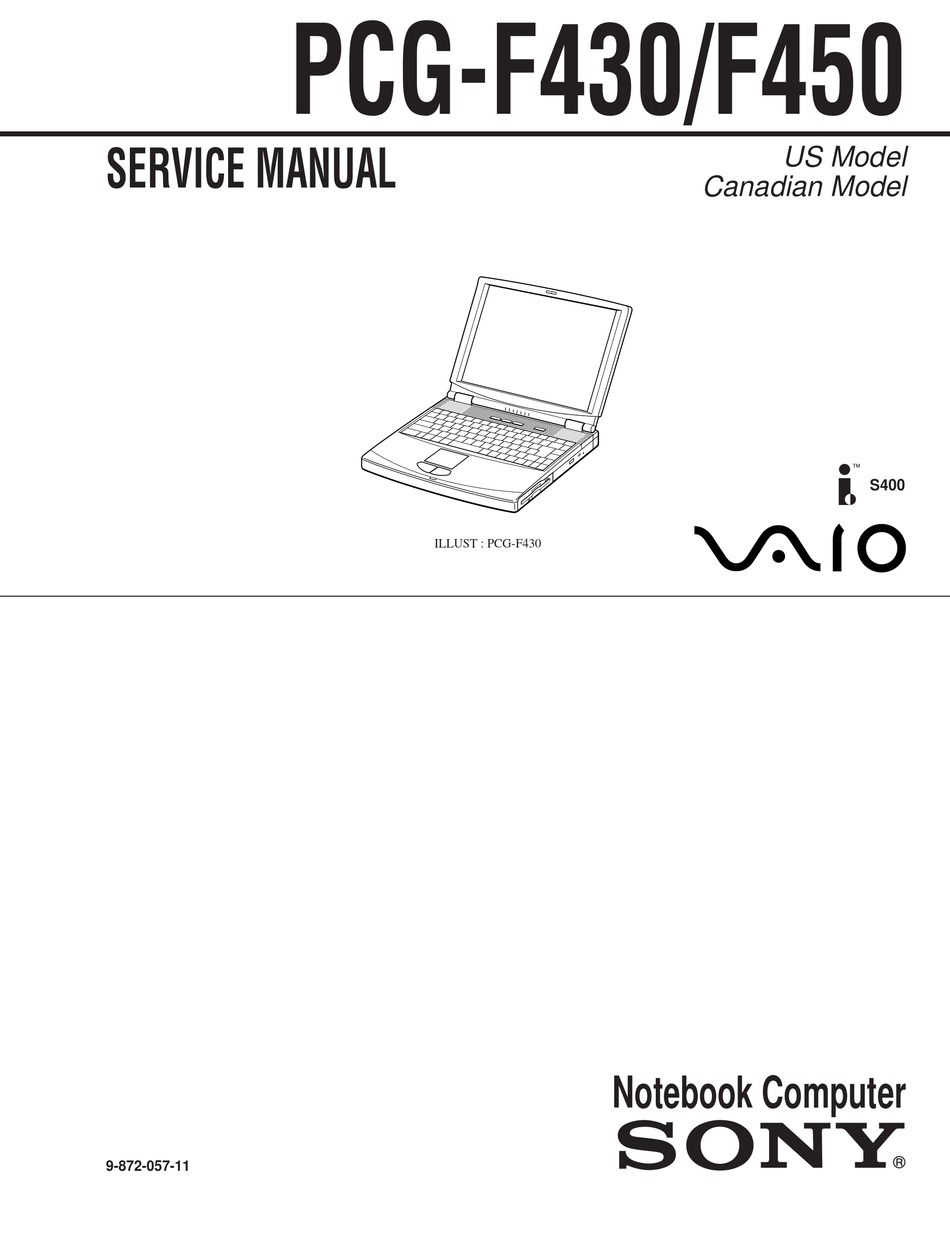 SONY VAIO PCGF430 SERVICE MANUAL Pdf Download ManualsLib