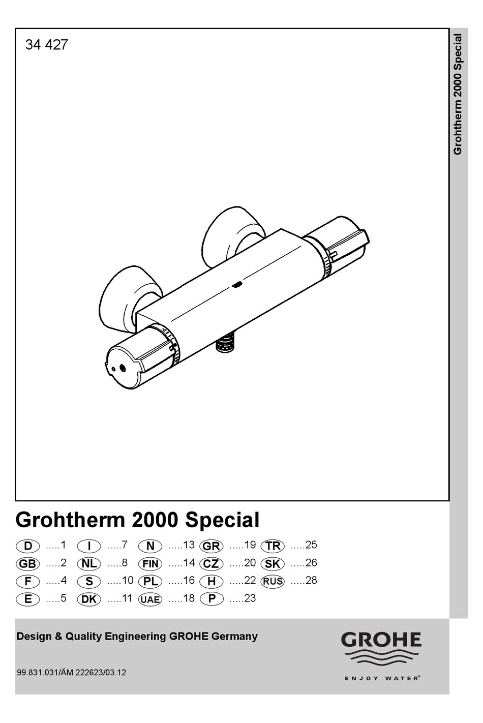 GROHE GROHTHERM 2000 SPECIAL 34 427 ASSEMBLY INSTRUCTIONS MANUAL Pdf ...