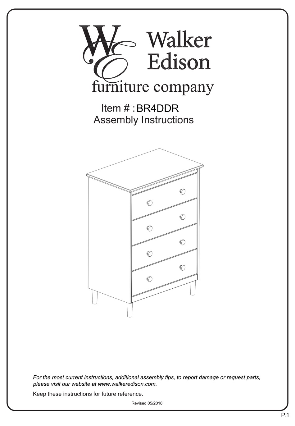WALKER EDISON BR4DDR ASSEMBLY INSTRUCTIONS MANUAL Pdf Download ManualsLib