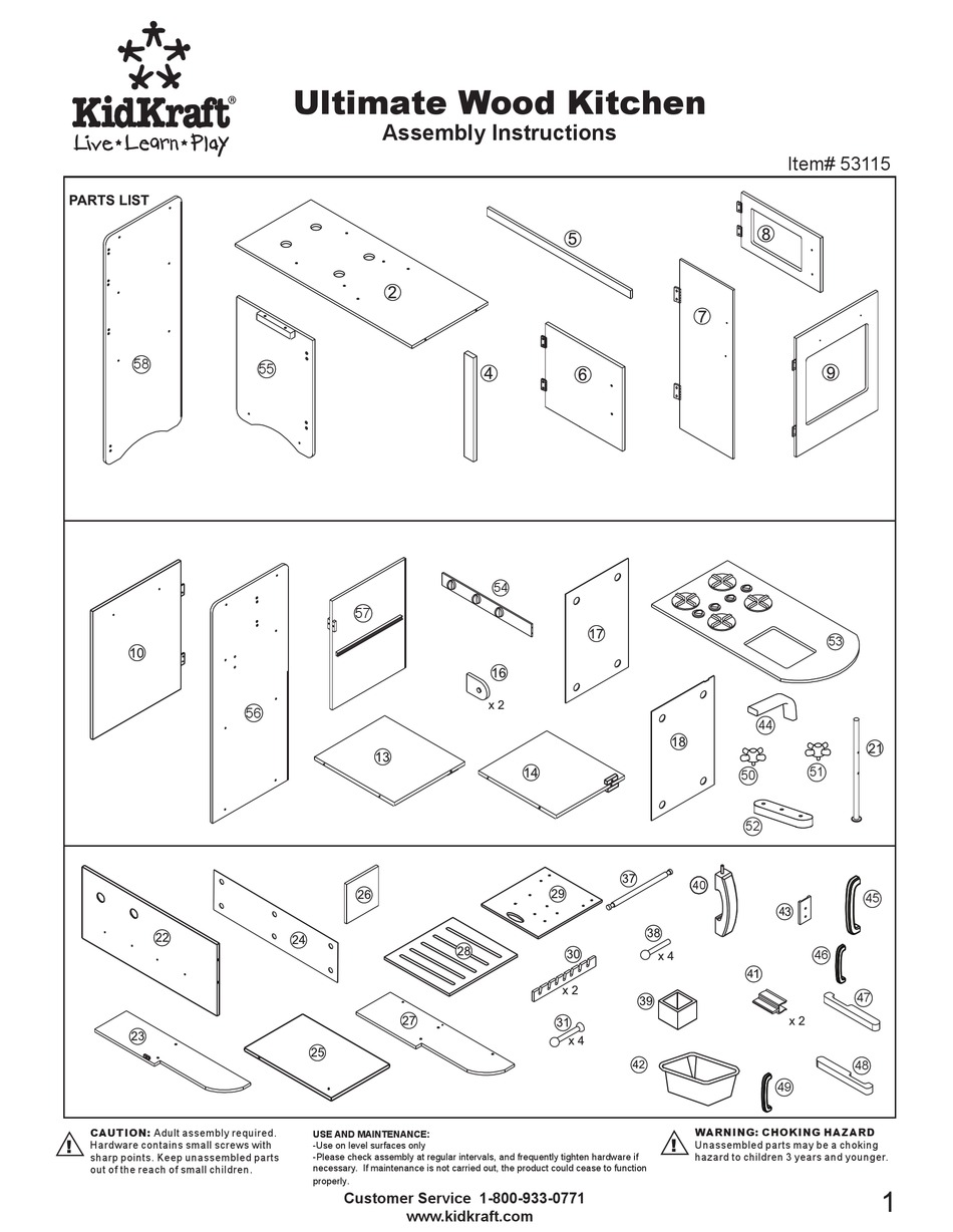 KIDKRAFT ULTIMATE WOOD KITCHEN 53115 ASSEMBLY INSTRUCTIONS MANUAL Pdf   Kidkraft Ultimate Wood Kitchen 53115 