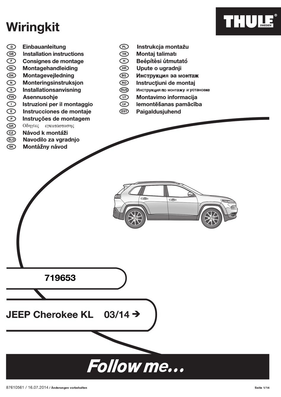 THULE 719653 INSTALLATION INSTRUCTIONS MANUAL Pdf Download ManualsLib