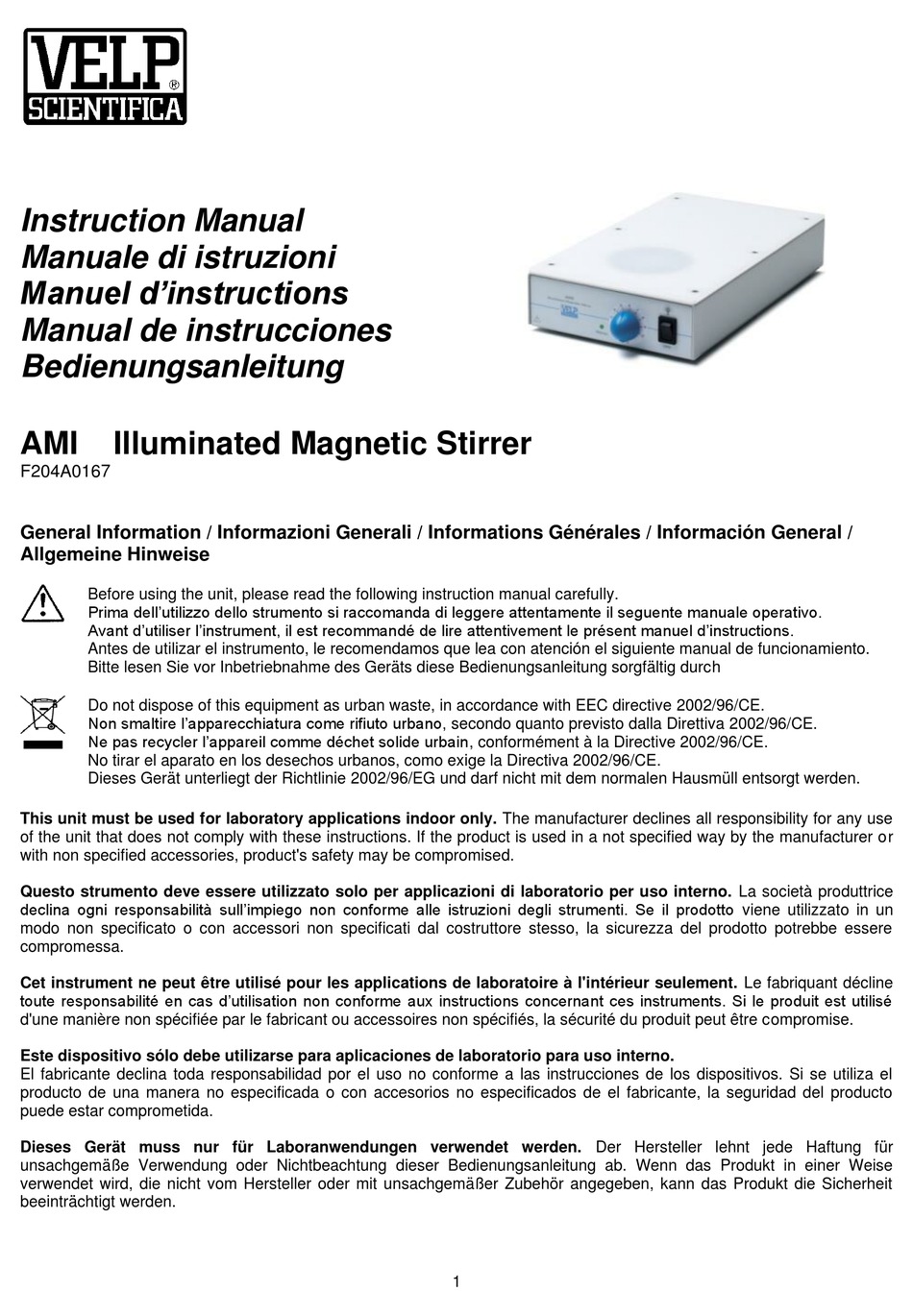 VELP SCIENTIFICA F204A0167 INSTRUCTION MANUAL Pdf Download ManualsLib