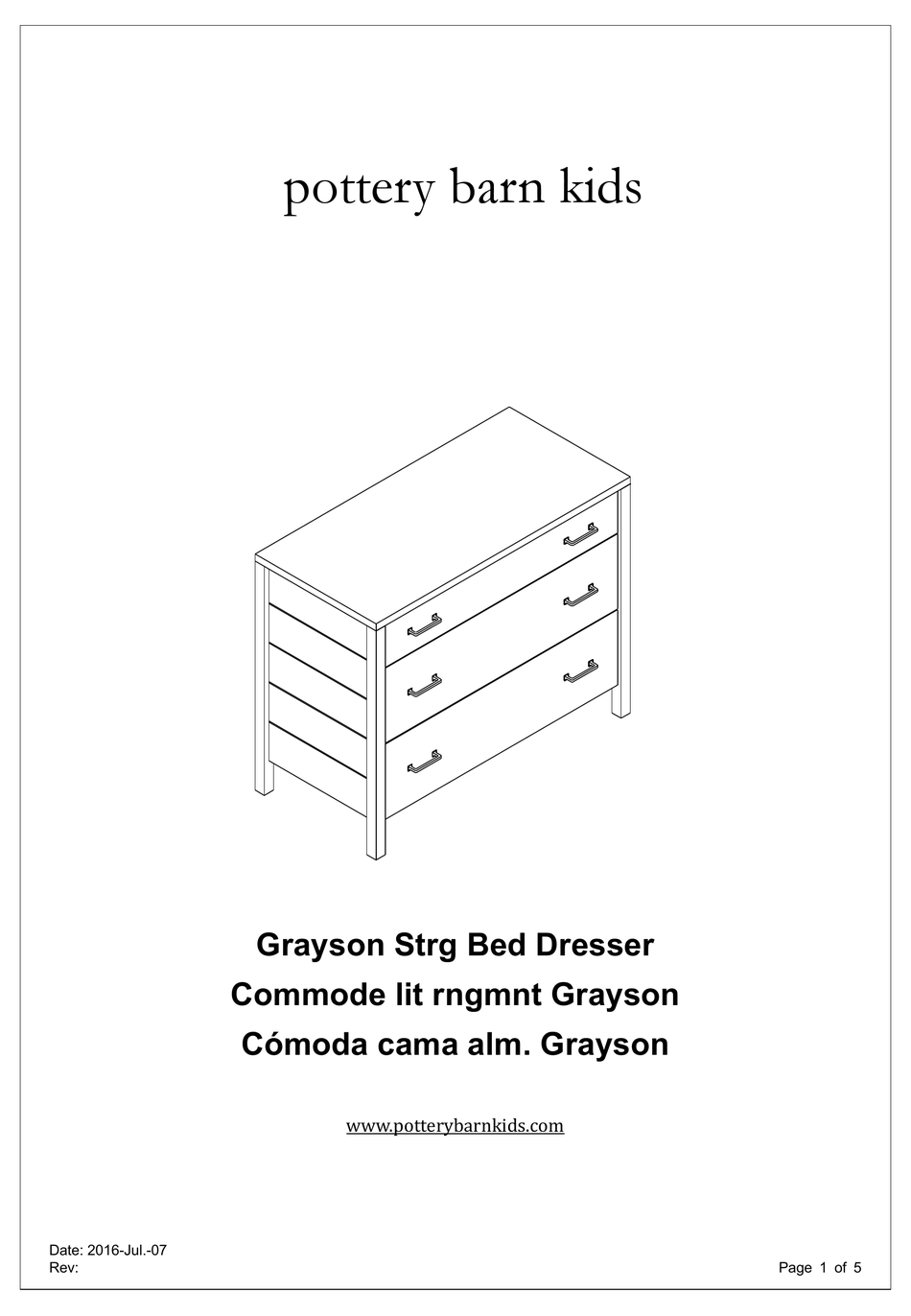 POTTERY BARN KIDS GRAYSON IMPORTANT SAFETY AND ASSEMBLY INSTRUCTIONS Pdf Download ManualsLib