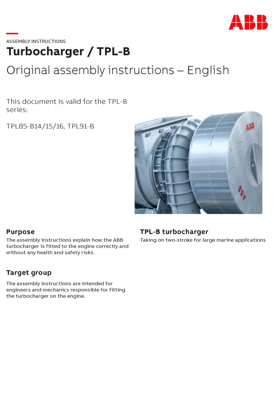 ABB TPLB SERIES ASSEMBLY INSTRUCTIONS MANUAL Pdf Download ManualsLib
