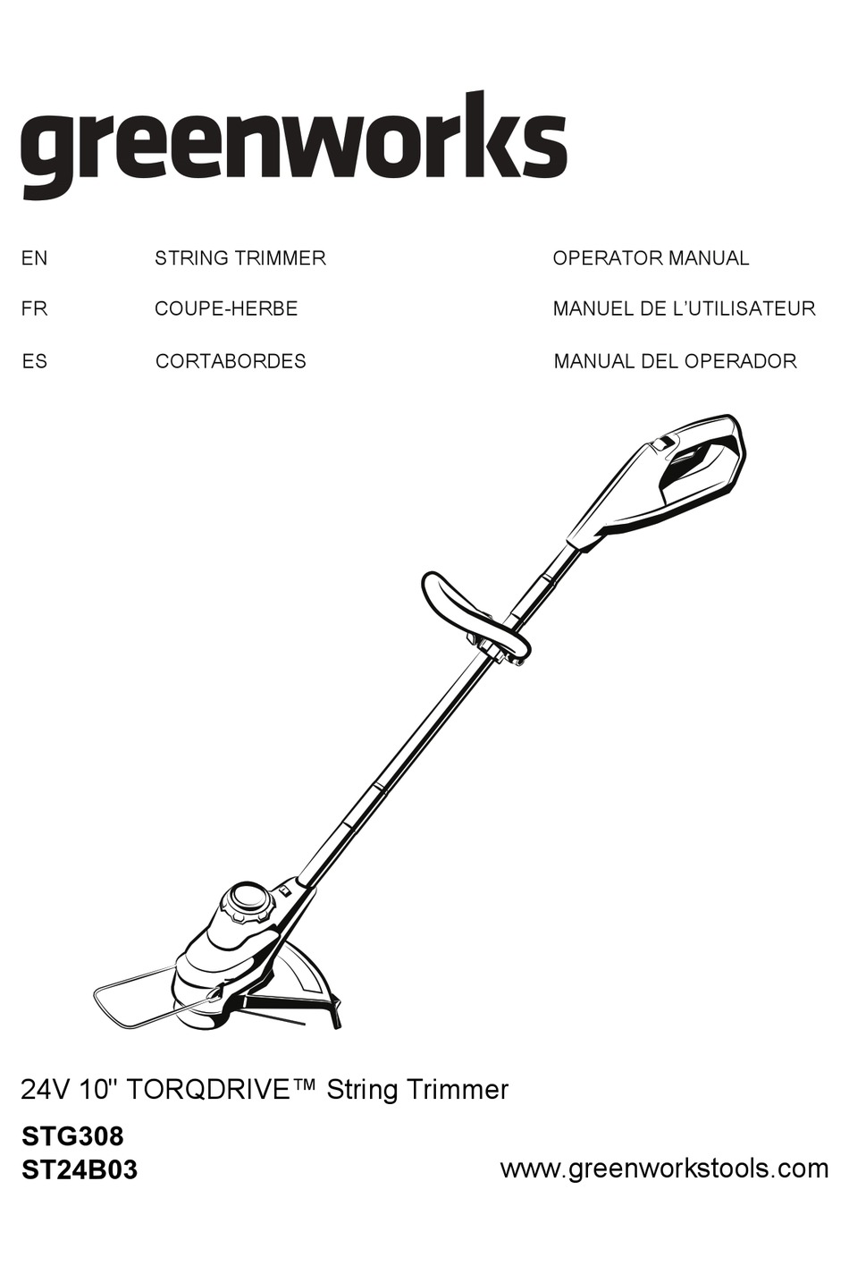 GREENWORKS STG308 OPERATOR'S MANUAL Pdf Download | ManualsLib