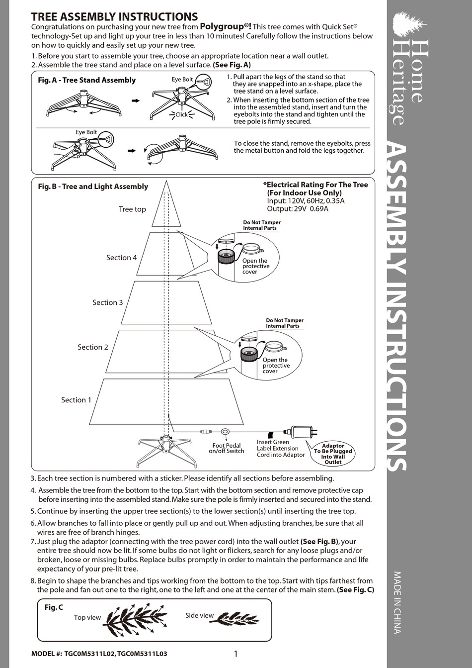 POLYGROUP HOME HERITAGE TGC0M5311L02 ASSEMBLY INSTRUCTIONS Pdf Download