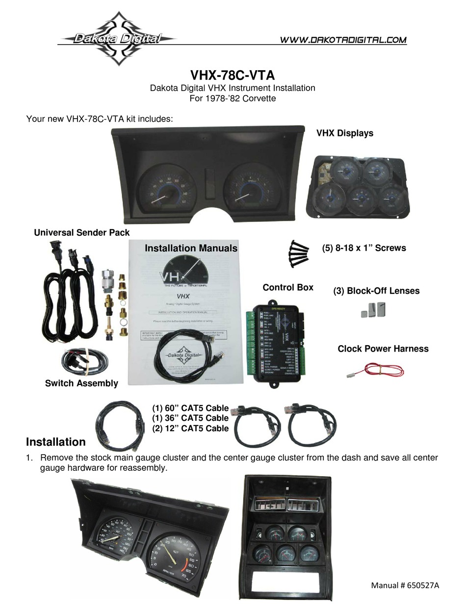 DAKOTA DIGITAL VHX-78C-VTA INSTRUMENT INSTALLATION Pdf Download