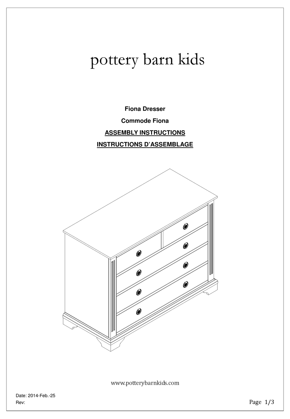 POTTERY BARN KIDS FIONA DRESSER ASSEMBLY INSTRUCTIONS Pdf Download