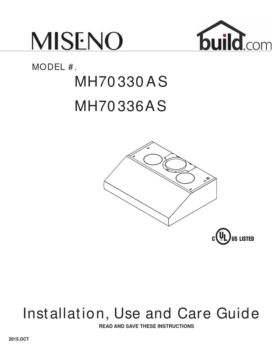 MISENO MH70330AS INSTALLATION, USE AND CARE MANUAL Pdf Download
