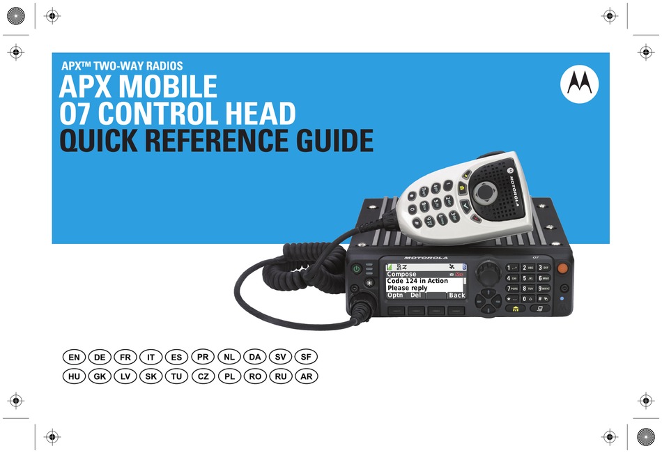 MOTOROLA APX MOBILE O7 QUICK REFERENCE MANUAL Pdf Download | ManualsLib