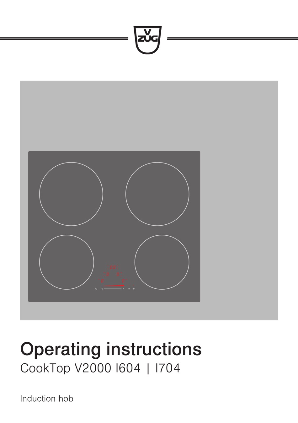 VZUG COOKTOP V2000 I604 OPERATING INSTRUCTIONS MANUAL Pdf Download