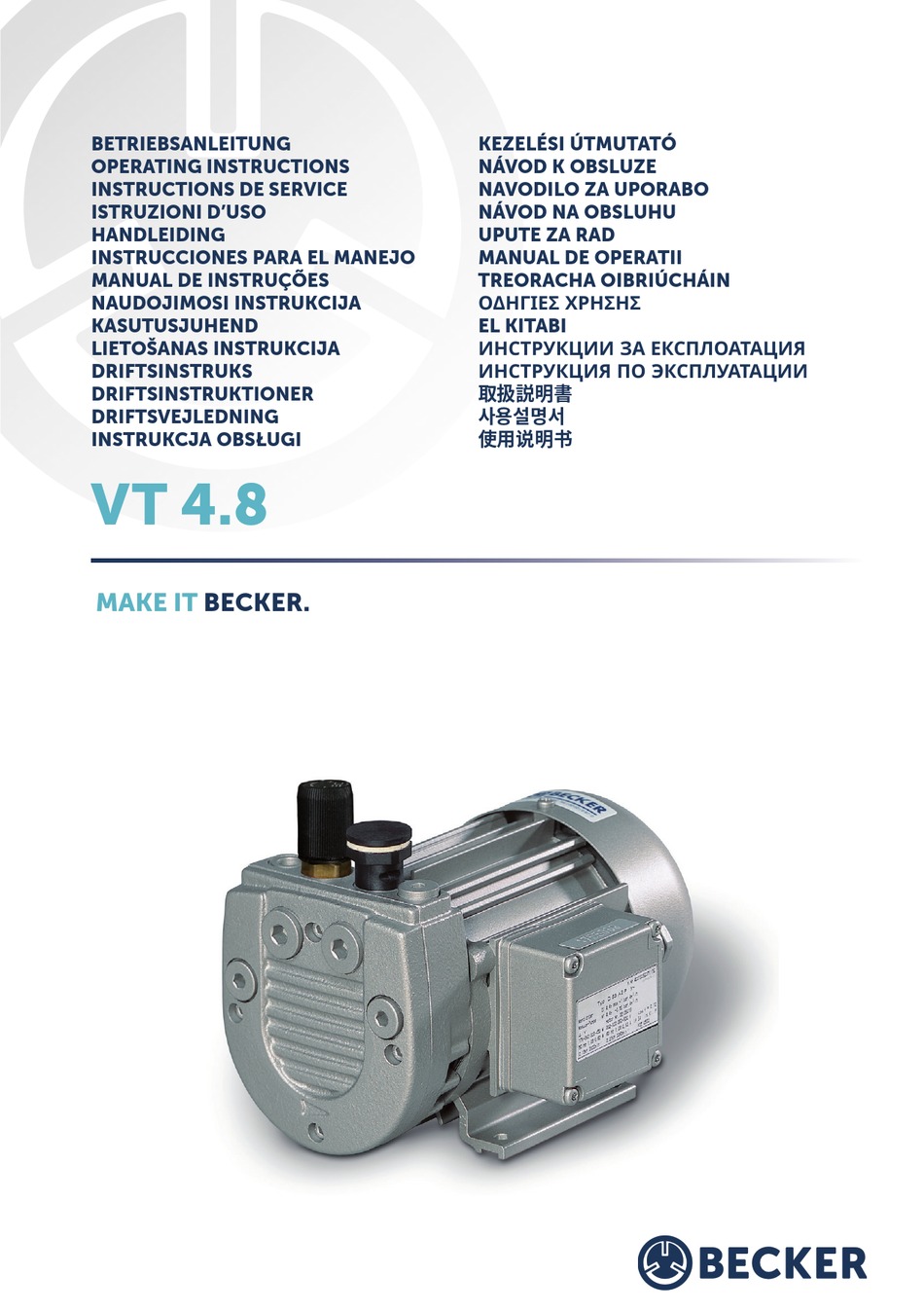 BECKER VT 4.8 OPERATING INSTRUCTIONS MANUAL Pdf Download ManualsLib