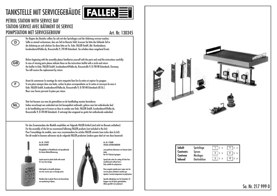 faller-petrol-station-with-service-bay-instructions-manual-pdf-download