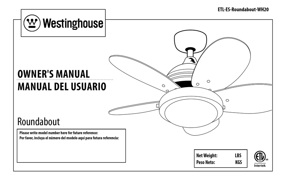 WESTINGHOUSE ETLESROUNDABOUTWH20 OWNER'S MANUAL Pdf Download