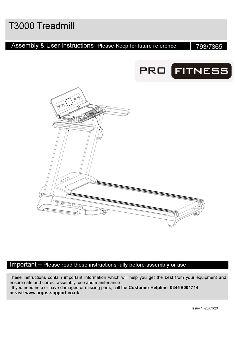 PRO FITNESS T3000 ASSEMBLY & USER INSTRUCTIONS Pdf Download ManualsLib
