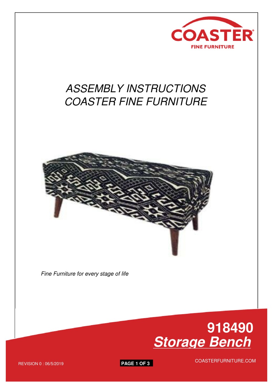 COASTER FINE FURNITURE 918490 ASSEMBLY INSTRUCTIONS Pdf Download