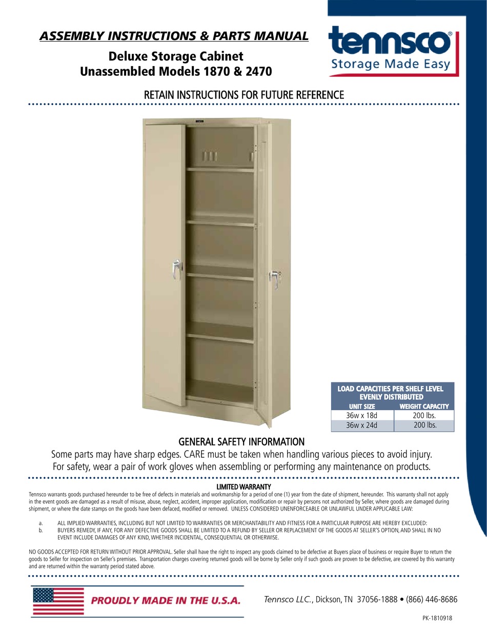 TENNSCO 1870 ASSEMBLY INSTRUCTIONS/PARTS MANUAL Pdf Download ManualsLib