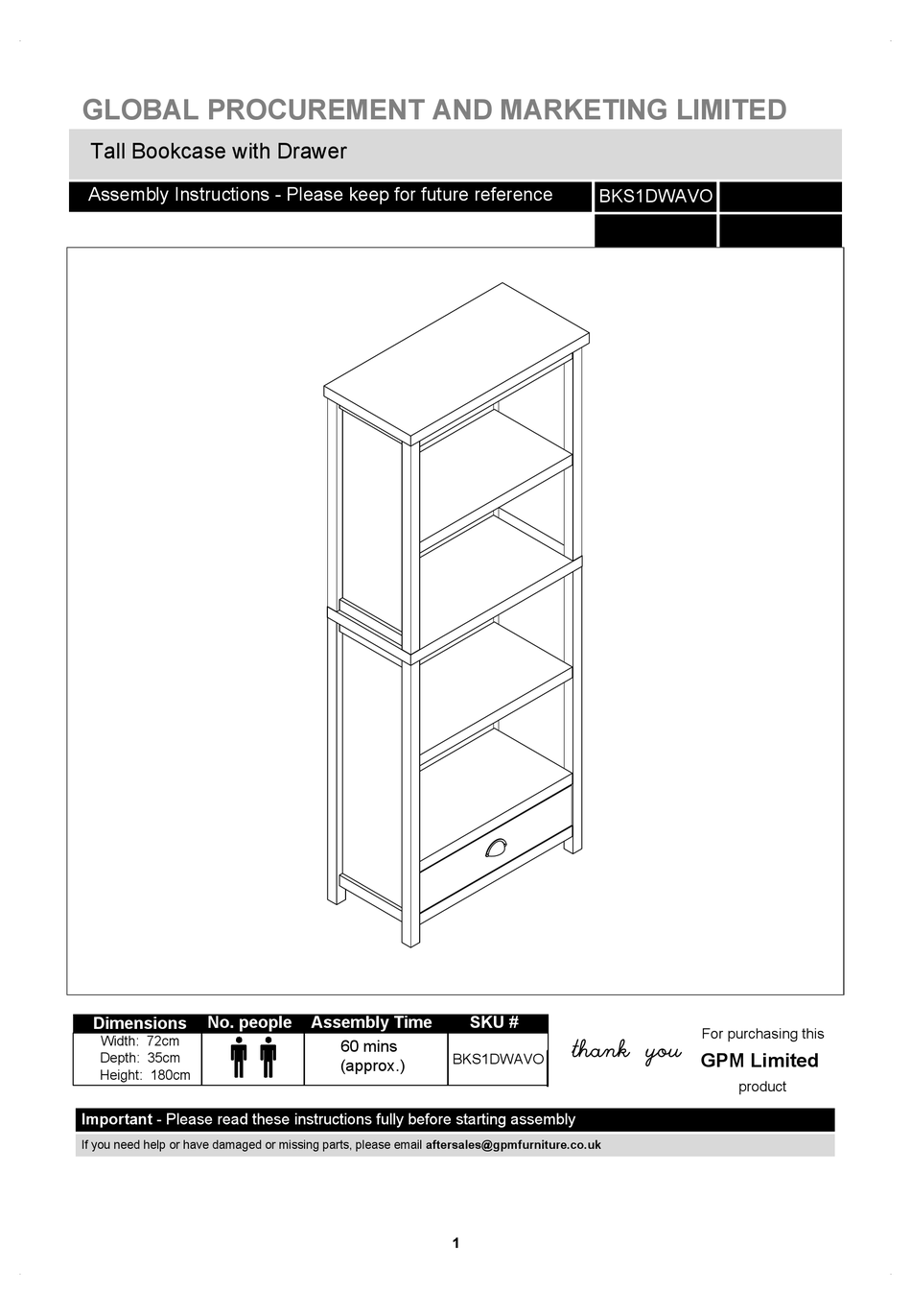 BIG FURNITURE WAREHOUSE GPM AVON BKS1DWAVO