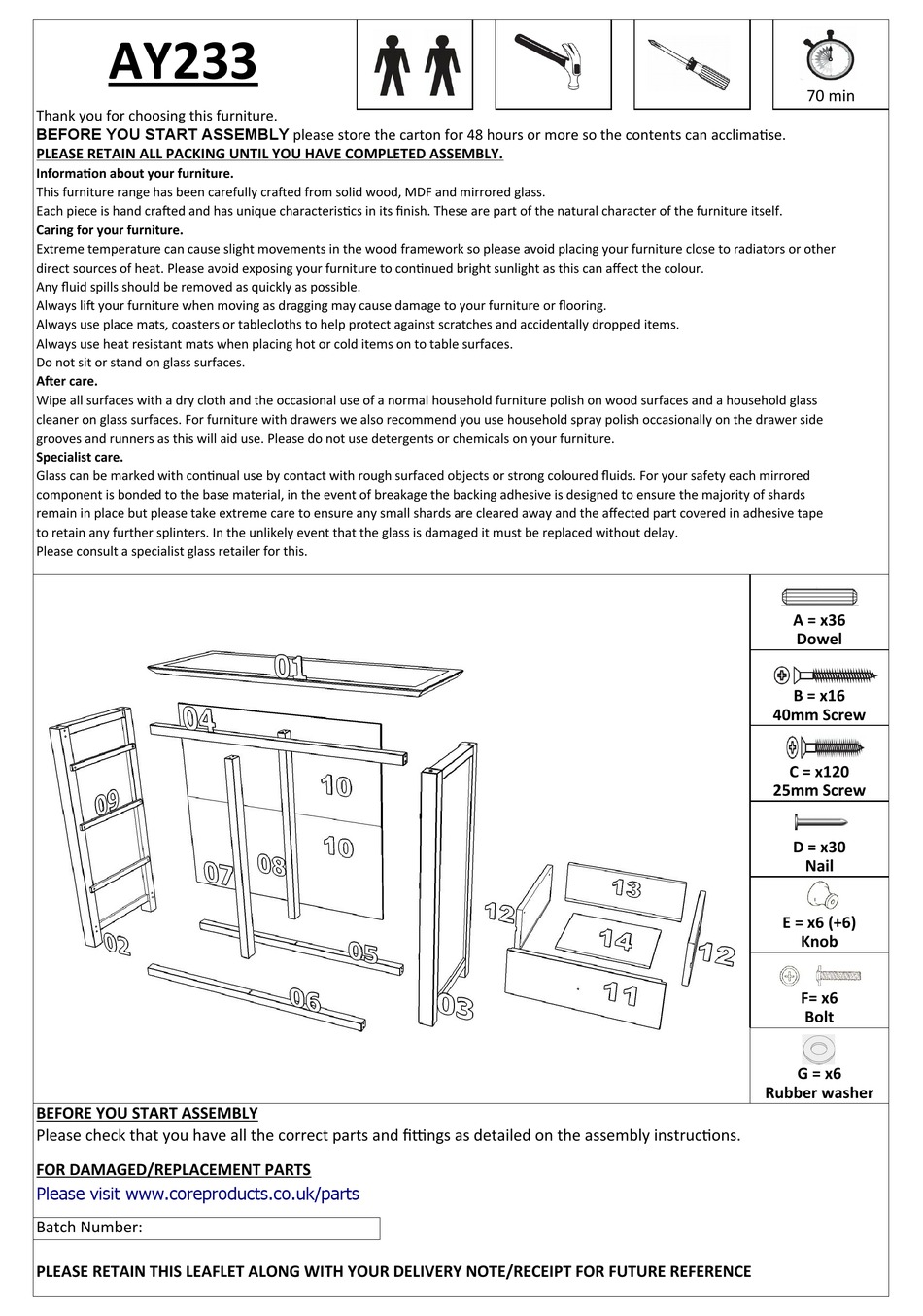 CORE PRODUCTS AYR AY233 ASSEMBLY INSTRUCTIONS Pdf Download ManualsLib
