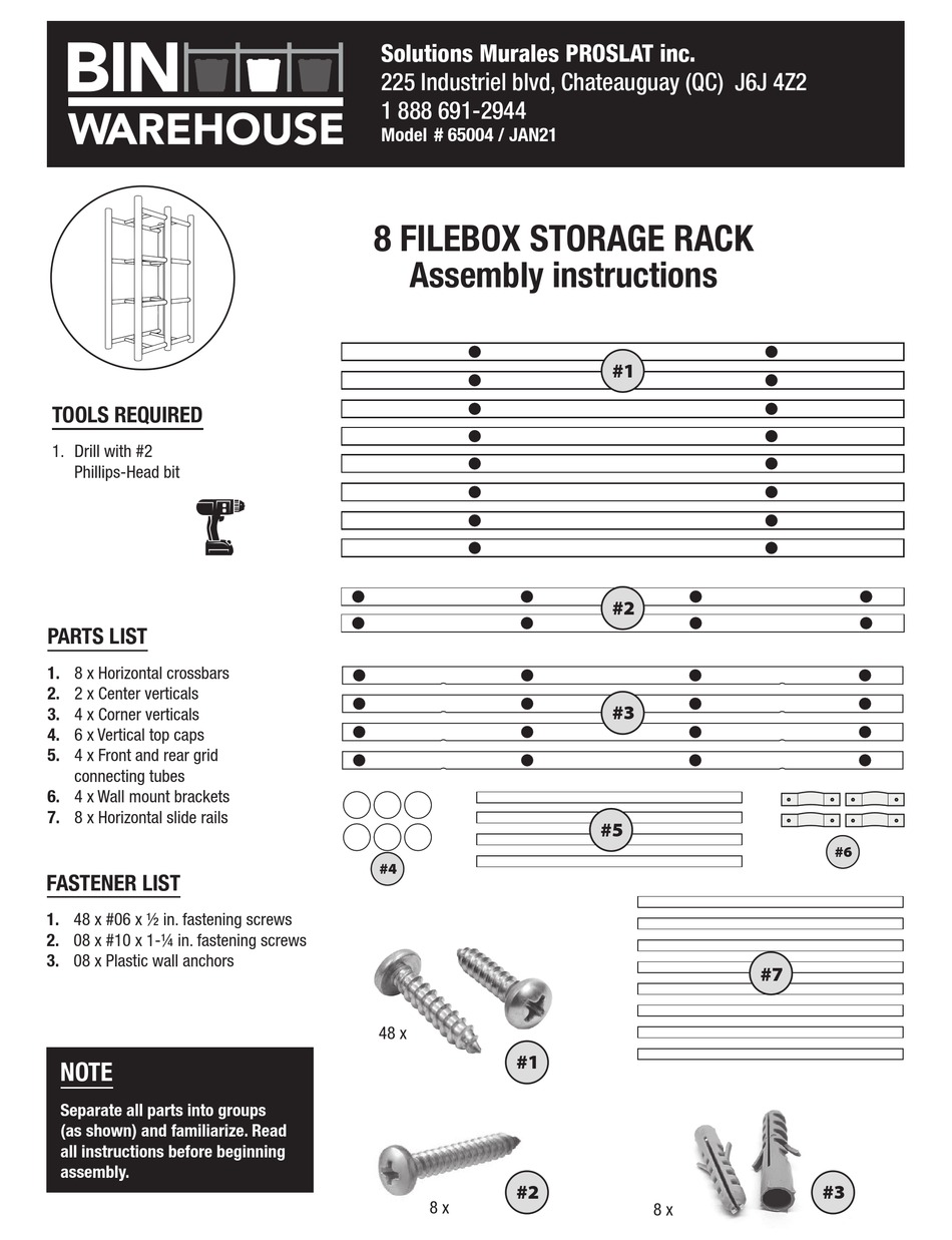 BIN WAREHOUSE 65004/JAN21 ASSEMBLY INSTRUCTIONS Pdf Download ManualsLib