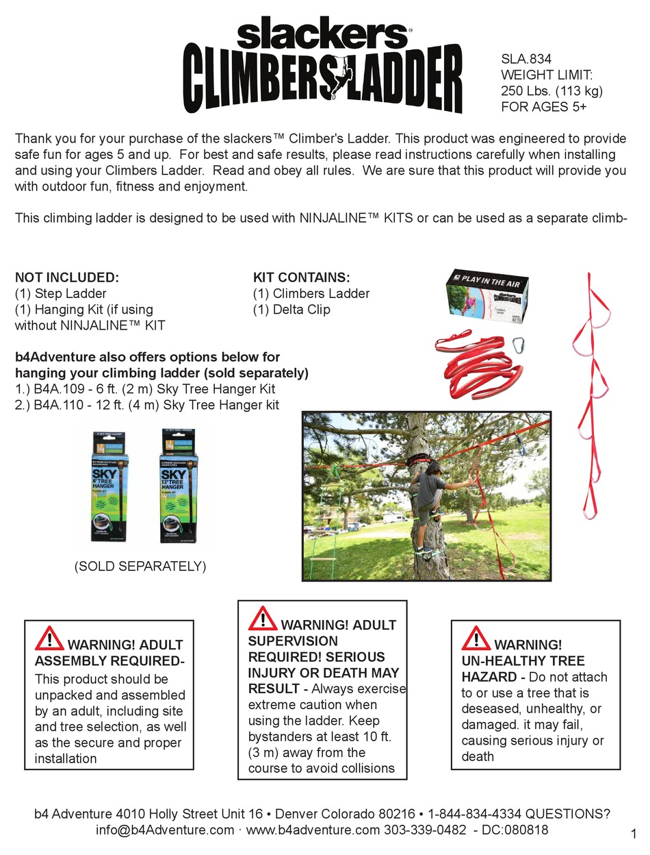 B4ADVENTURE SLACKERS CLIMBER'S LADDER MANUAL Pdf Download ManualsLib
