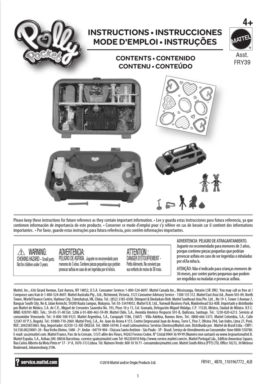 MATTEL POLLY POCKET FRY39 INSTRUCTIONS Pdf Download | ManualsLib