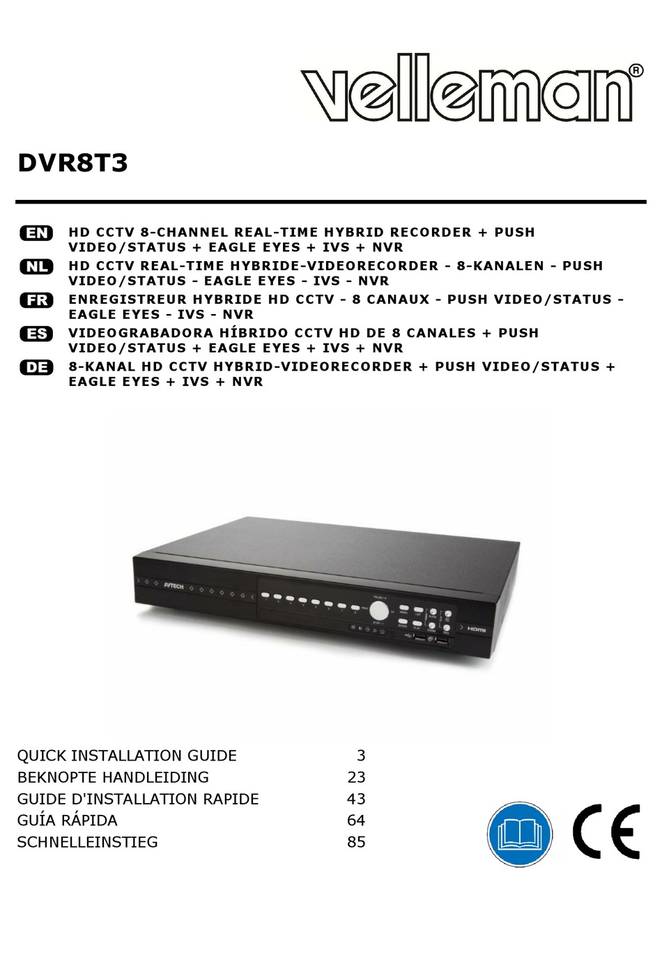 VELLEMAN DVR8T3 QUICK INSTALLATION MANUAL Pdf Download ManualsLib