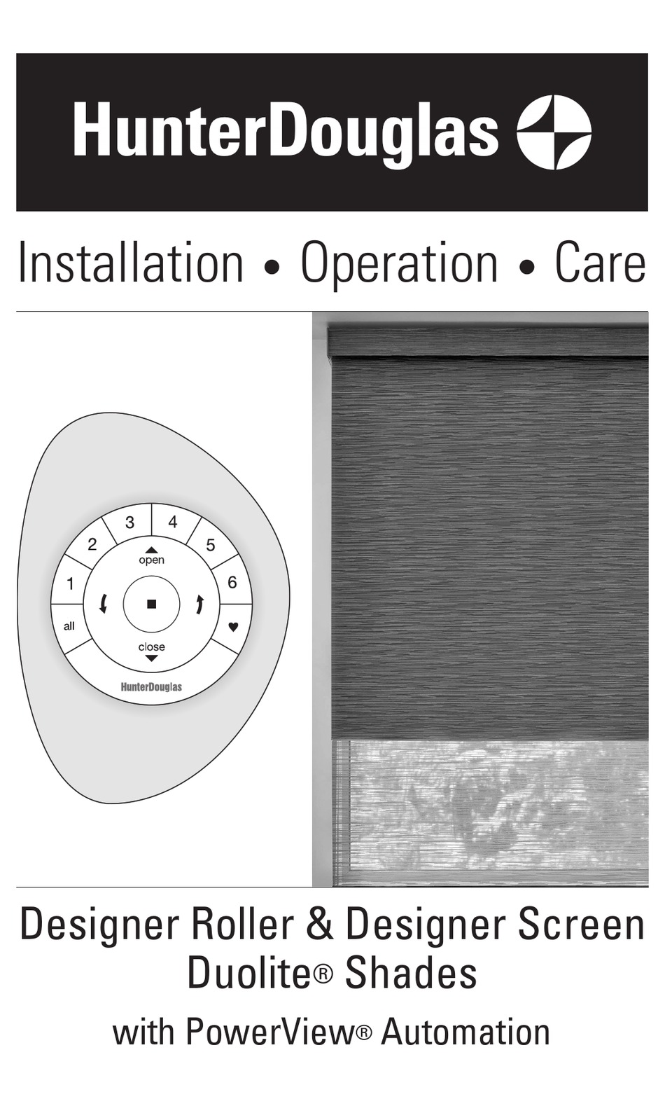HUNTERDOUGLAS DUOLITE SHADES INSTALLATION OPERATION CARE Pdf Download