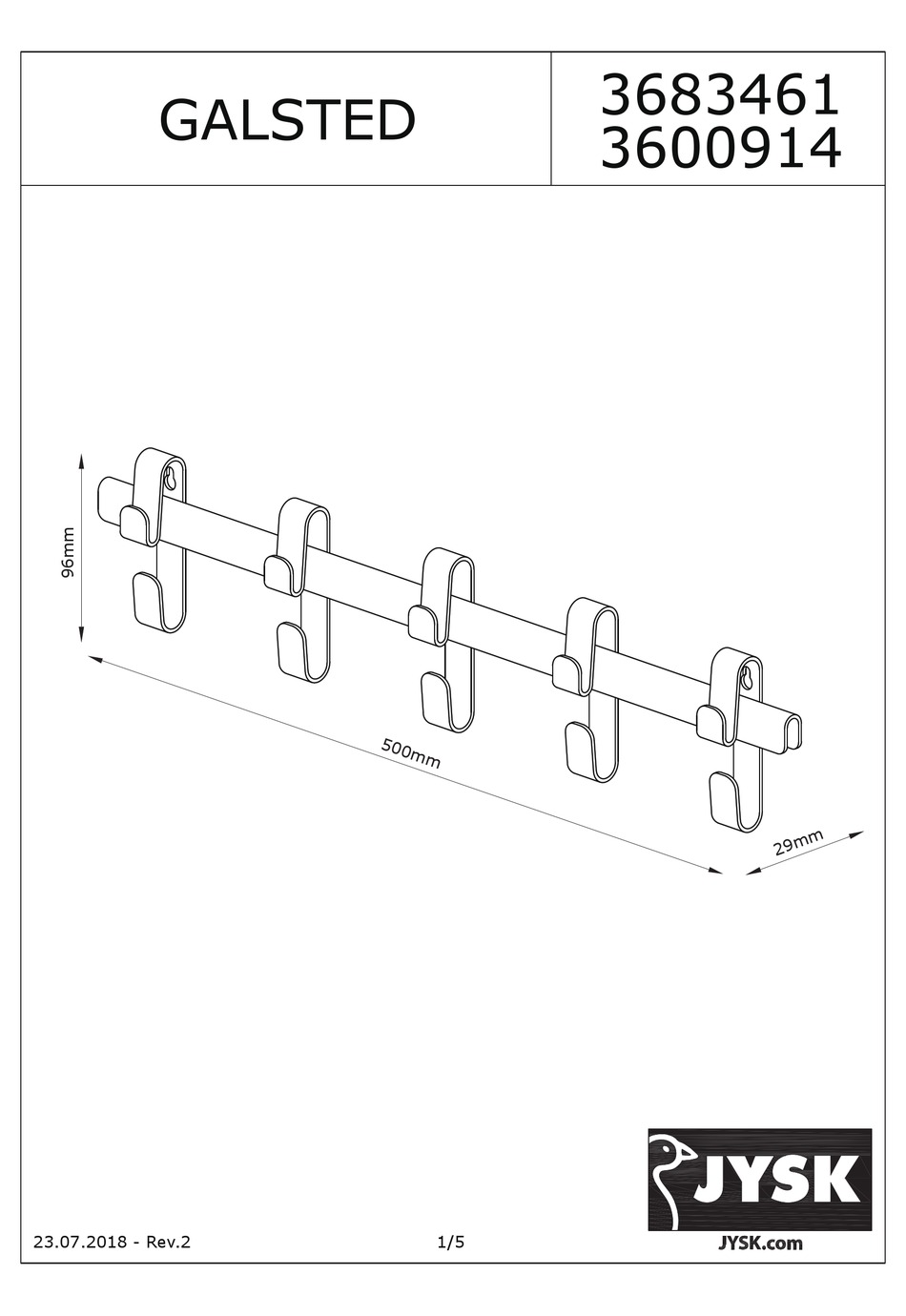 JYSK GALSTED ASSEMBLY INSTRUCTIONS Pdf Download ManualsLib