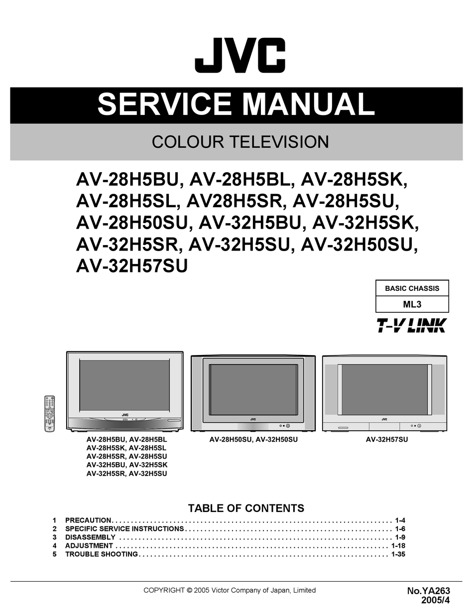 Jvc телевизоры модели диагональ 14 неисправности схема JVC AV-28H5BU SERVICE MANUAL Pdf Download ManualsLib