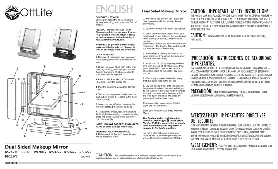 OTTLITE B5747R INSTRUCTION MANUAL Pdf Download ManualsLib