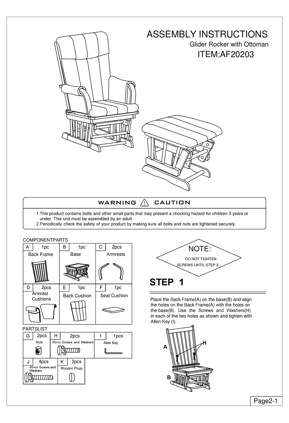 ARTIVA AF20203 ASSEMBLY INSTRUCTIONS Pdf Download | ManualsLib