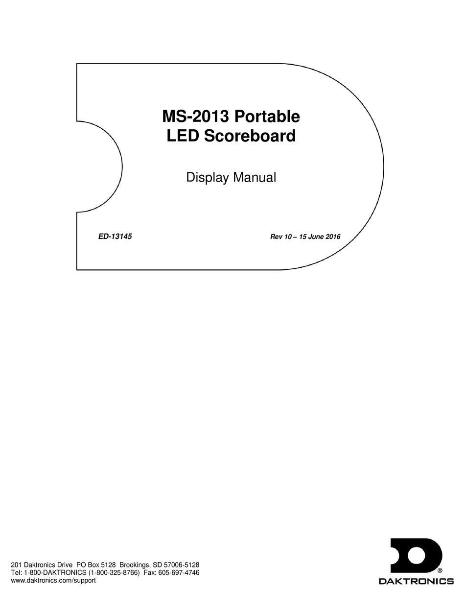 DAKTRONICS MS2013 DISPLAY MANUAL Pdf Download ManualsLib