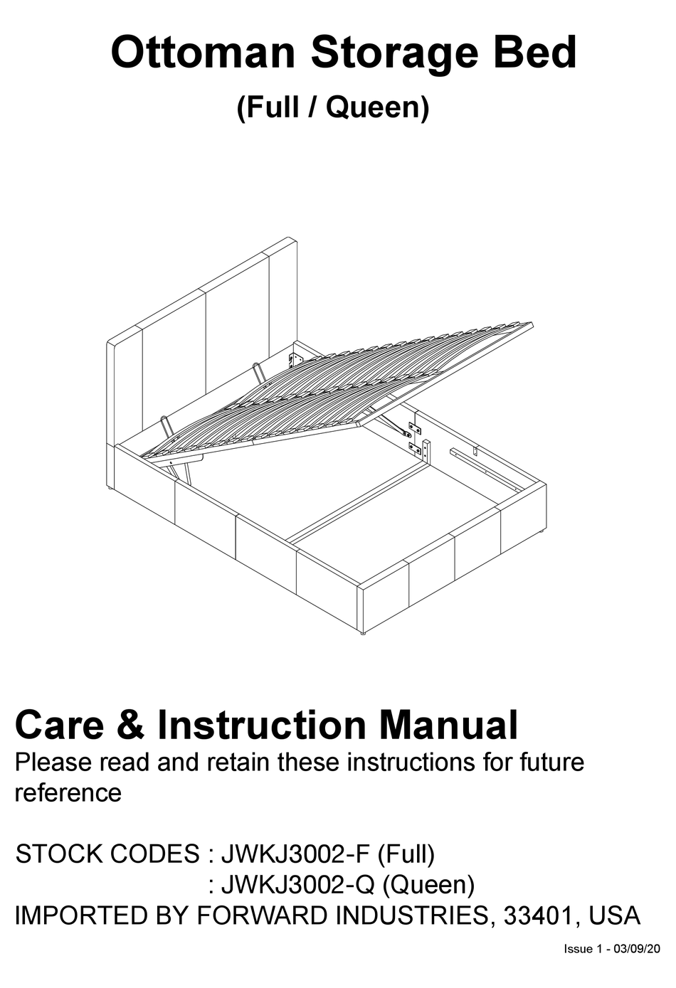 FORWARD INDUSTRIES JWKJ3002F CARE & INSTRUCTION MANUAL Pdf Download