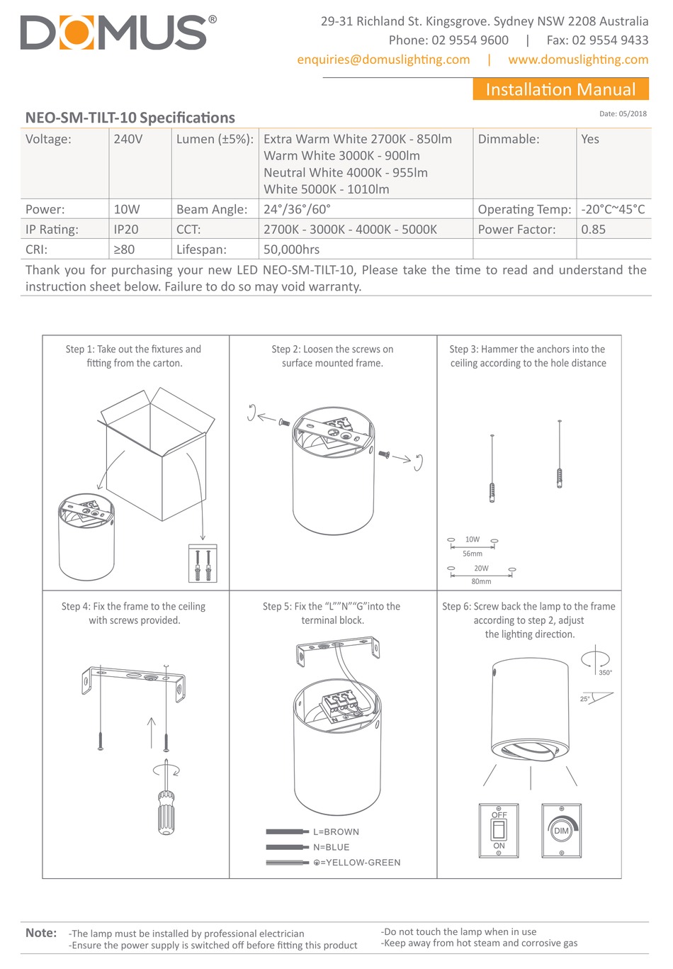 Domus Neo Sm Tilt 10 Wht Installation Manual Pdf Download Manualslib 2214