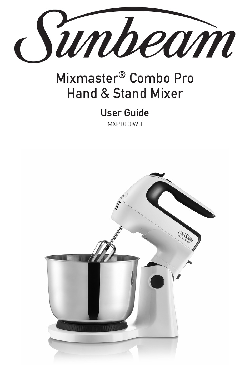 SUNBEAM MIXMASTER COMBO PRO MXP1000WH USER MANUAL Pdf Download ManualsLib