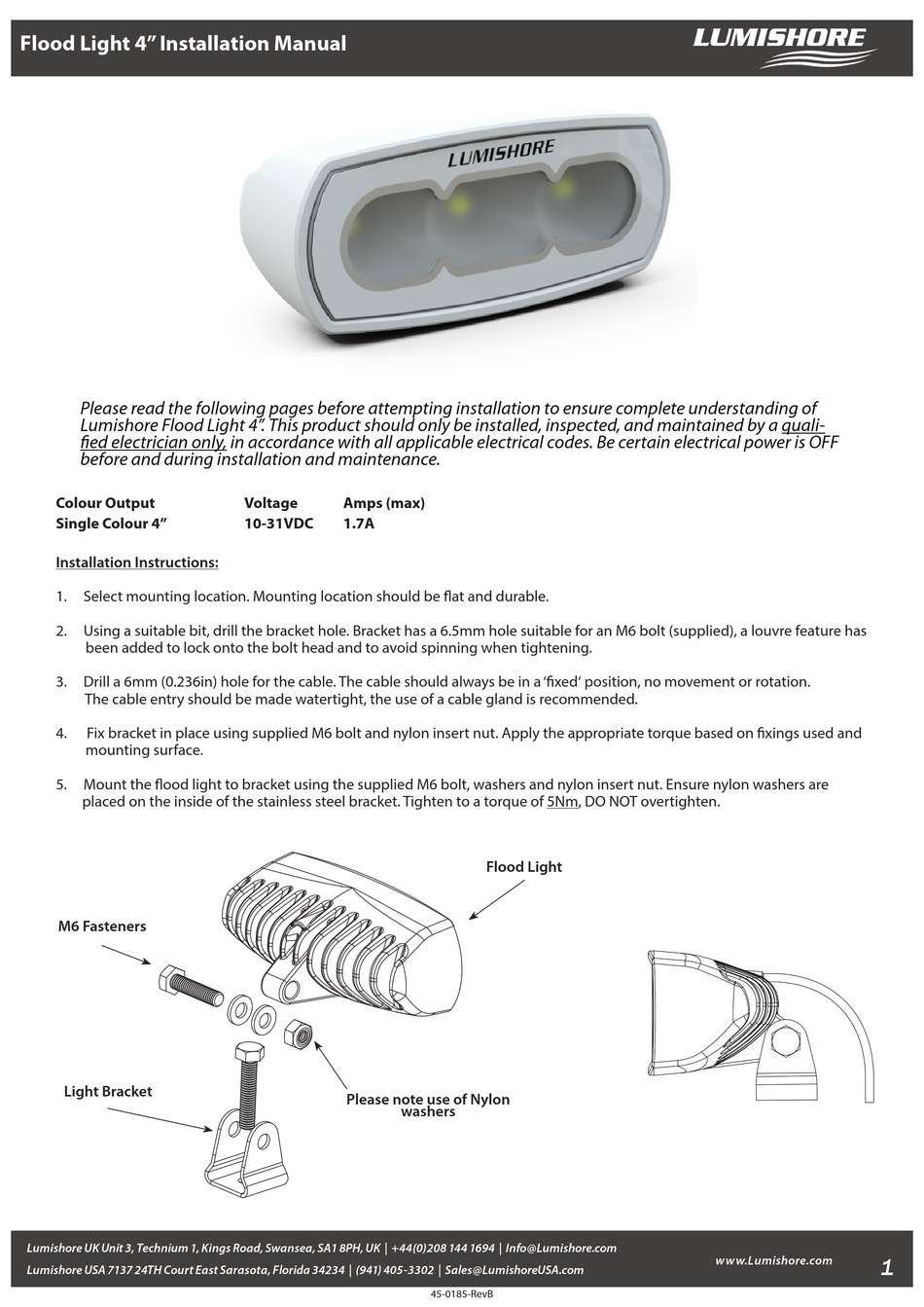 LUMISHORE FLOOD LIGHT 4 INSTALLATION MANUAL Pdf Download ManualsLib