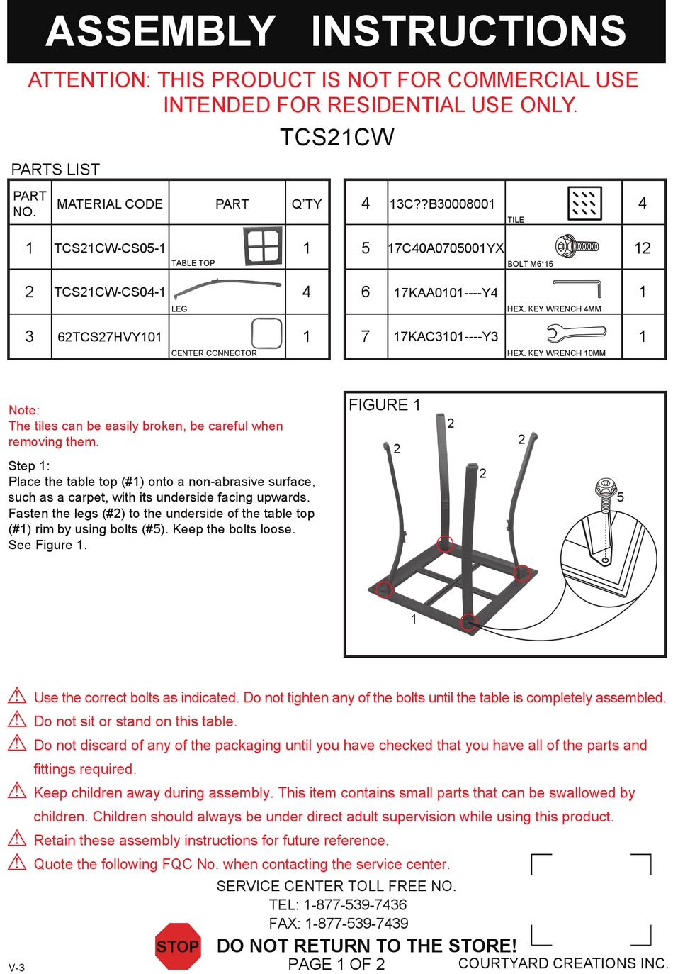 COURTYARD CREATIONS TCS21CW ASSEMBLY INSTRUCTIONS Pdf Download ManualsLib