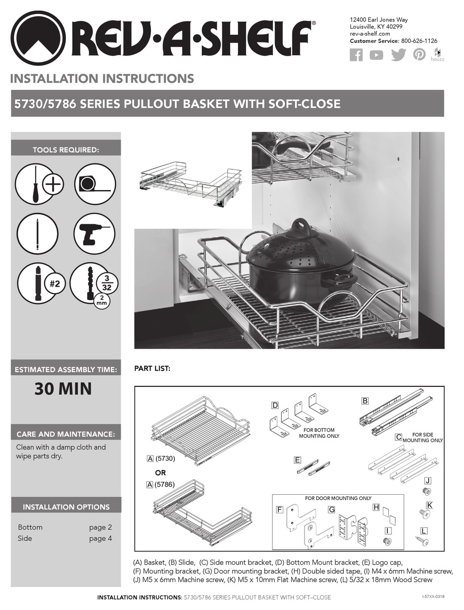 REVASHELF 5730 SERIES INSTALLATION INSTRUCTIONS MANUAL Pdf Download