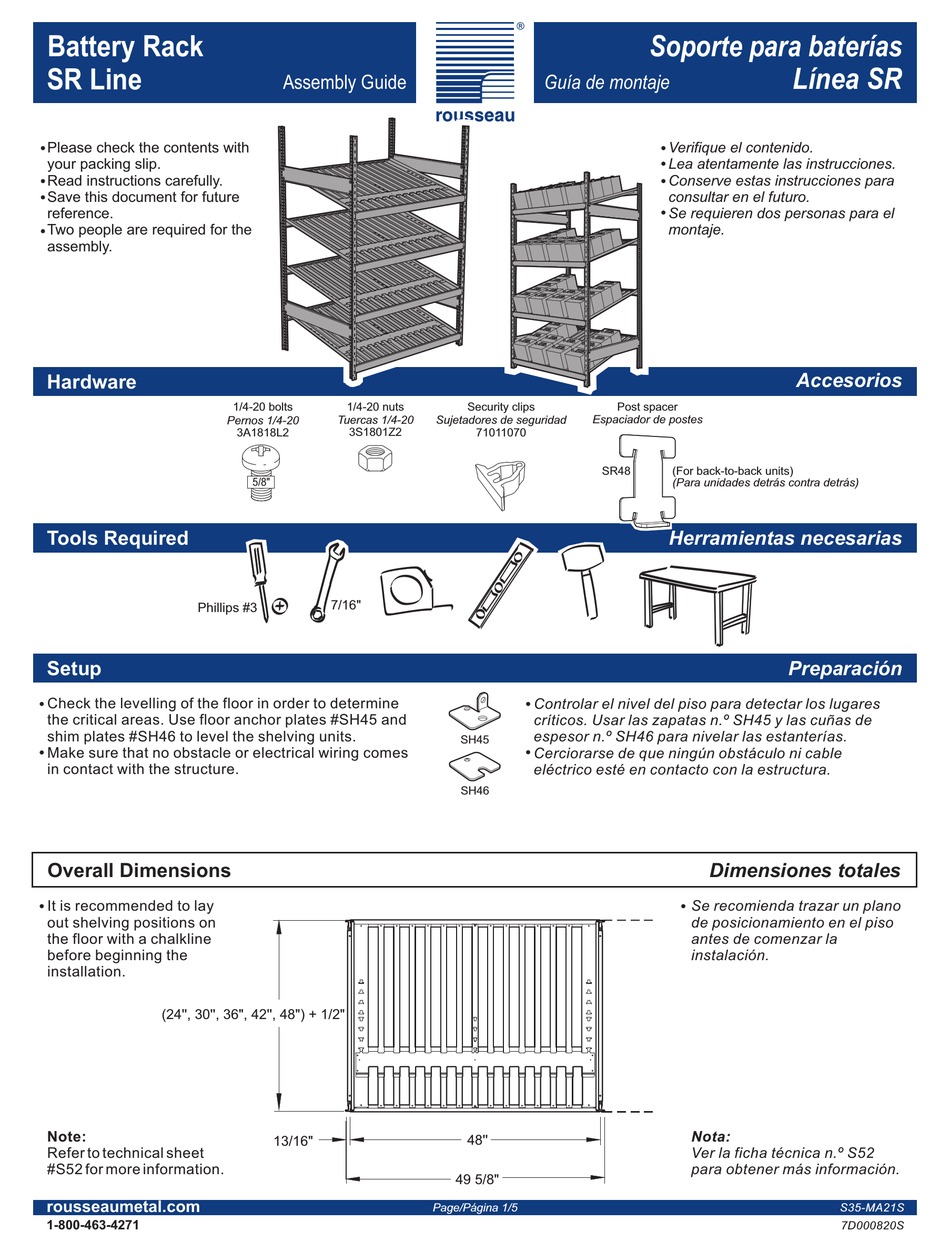 ROUSSEAU SR SERIES ASSEMBLY MANUAL Pdf Download ManualsLib
